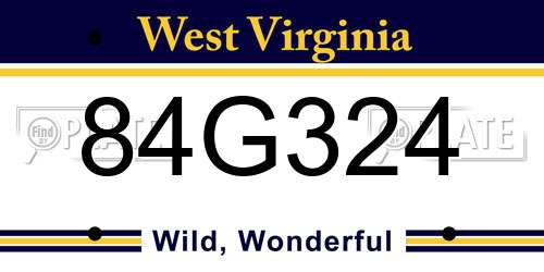 84G324 West Virginia License Plate