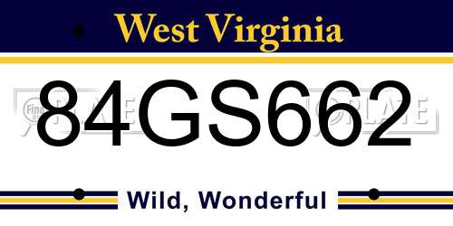 84GS662 West Virginia License Plate