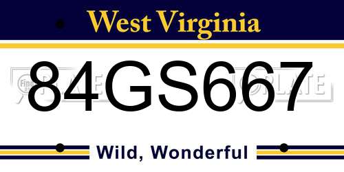 84GS667 West Virginia License Plate