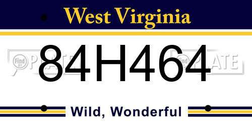 84H464 West Virginia License Plate