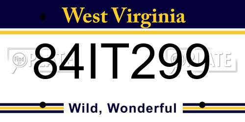 84IT299 West Virginia License Plate
