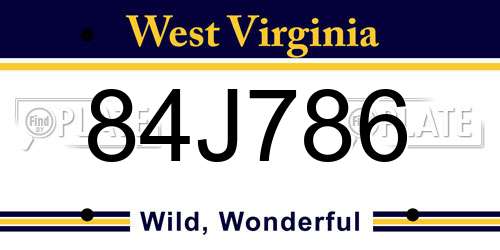 84J786 West Virginia License Plate