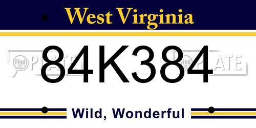 84K384 West Virginia License Plate