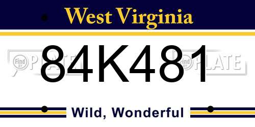 84K481 West Virginia License Plate