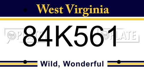 84K561 West Virginia License Plate