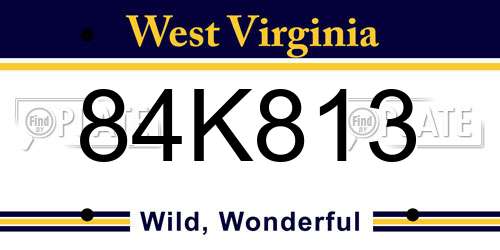84K813 West Virginia License Plate