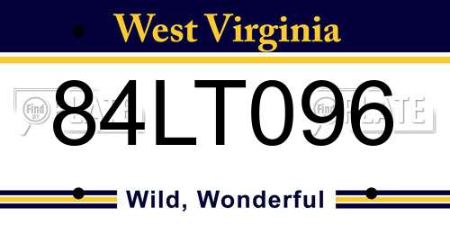 84LT096 West Virginia License Plate