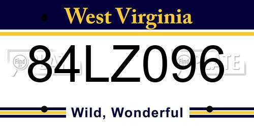 84LZ096 West Virginia License Plate