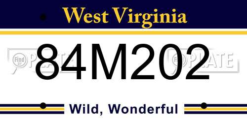 84M202 West Virginia License Plate