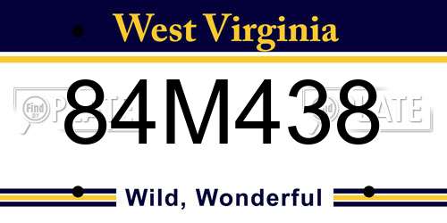 84M438 West Virginia License Plate
