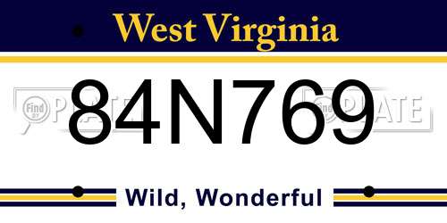 84N769 West Virginia License Plate