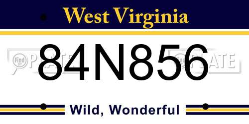 84N856 West Virginia License Plate