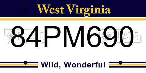 84PM690 West Virginia License Plate