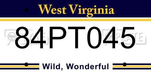 84PT045 West Virginia License Plate