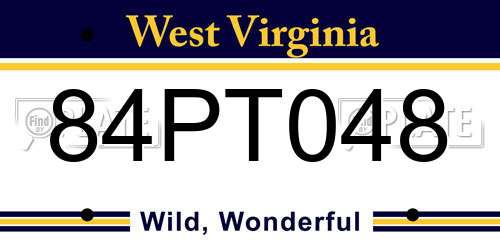84PT048 West Virginia License Plate