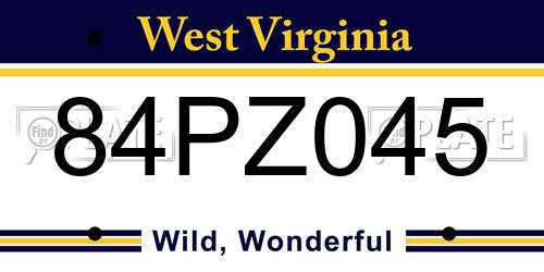 84PZ045 West Virginia License Plate