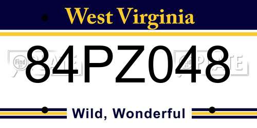 84PZ048 West Virginia License Plate