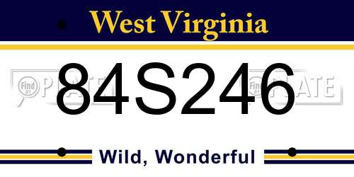 84S246 West Virginia License Plate