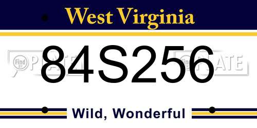 84S256 West Virginia License Plate