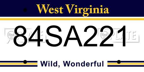 84SA221 West Virginia License Plate