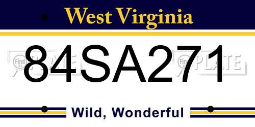 84SA271 West Virginia License Plate