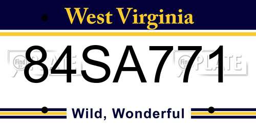 84SA771 West Virginia License Plate