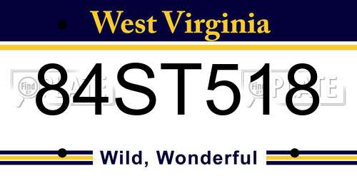 84ST518 West Virginia License Plate