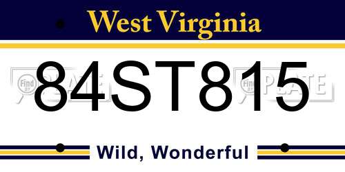 84ST815 West Virginia License Plate