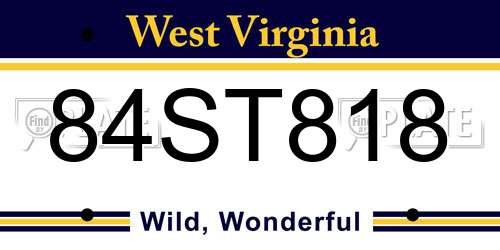 84ST818 West Virginia License Plate