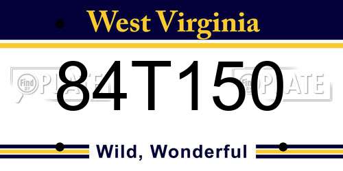 84T150 West Virginia License Plate