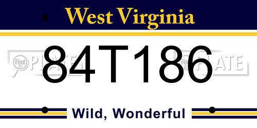 84T186 West Virginia License Plate