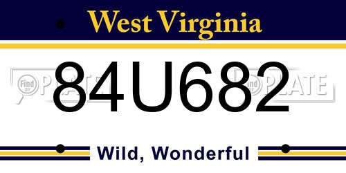 84U682 West Virginia License Plate