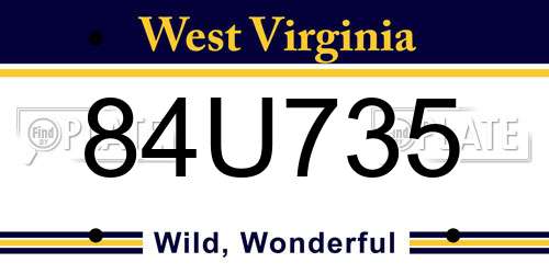 84U735 West Virginia License Plate