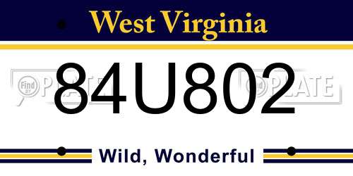 84U802 West Virginia License Plate