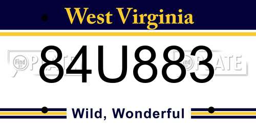 84U883 West Virginia License Plate