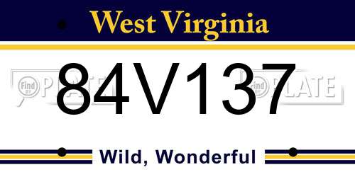 84V137 West Virginia License Plate