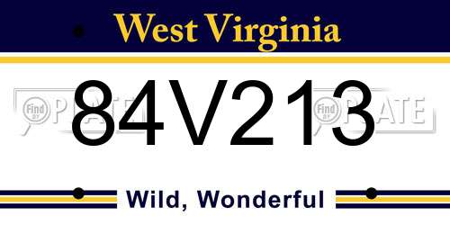 84V213 West Virginia License Plate