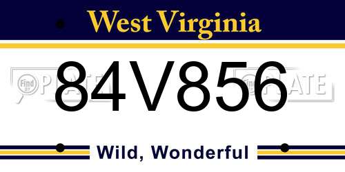 84V856 West Virginia License Plate
