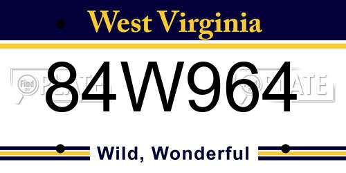 84W964 West Virginia License Plate