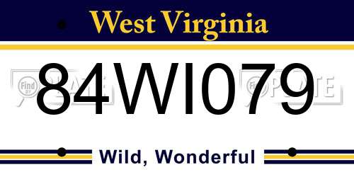 84WI079 West Virginia License Plate