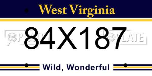 84X187 West Virginia License Plate