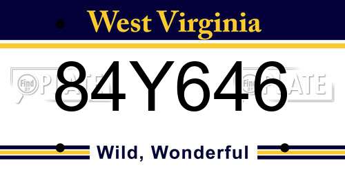 84Y646 West Virginia License Plate