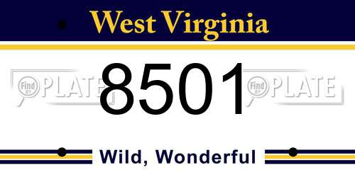 8501 West Virginia License Plate