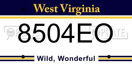 8504EO West Virginia License Plate