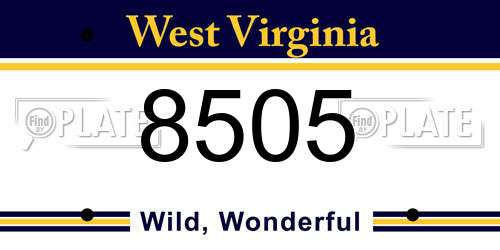 8505 West Virginia License Plate