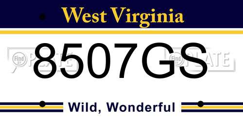 8507GS West Virginia License Plate