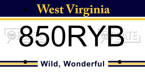 850RYB West Virginia License Plate