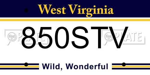 850STV West Virginia License Plate