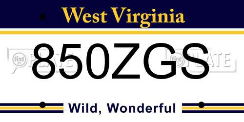 850ZGS West Virginia License Plate