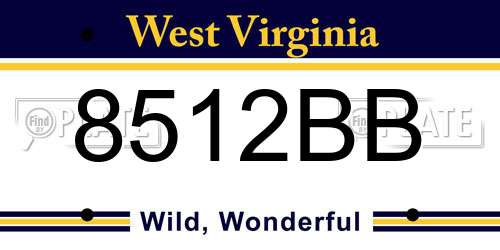 8512BB West Virginia License Plate